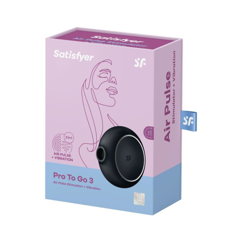 Satisfyer Pro To Go 3 - Вакуумный стимулятор, 8.7х3.5 см (чёрный)